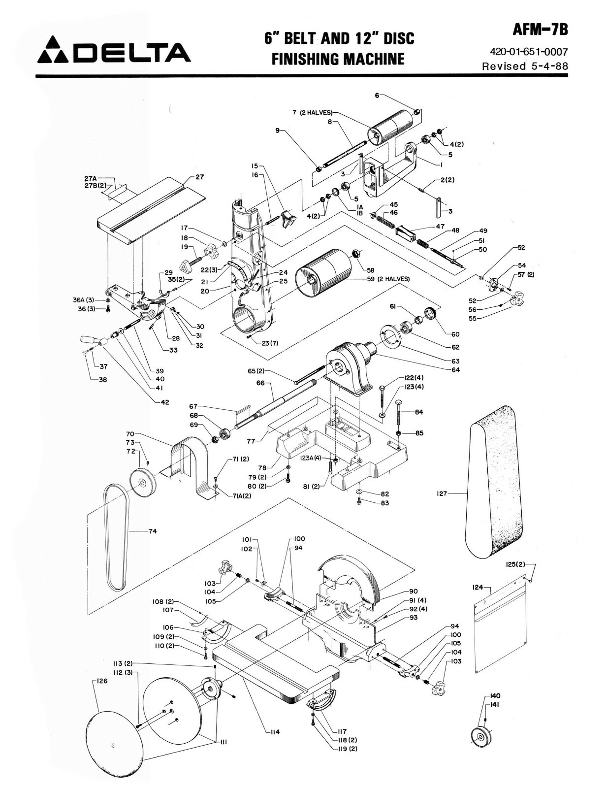 Delta 6" Belt 12" Disc Sander Model 31-730 Instruction & Parts List Manual #1591