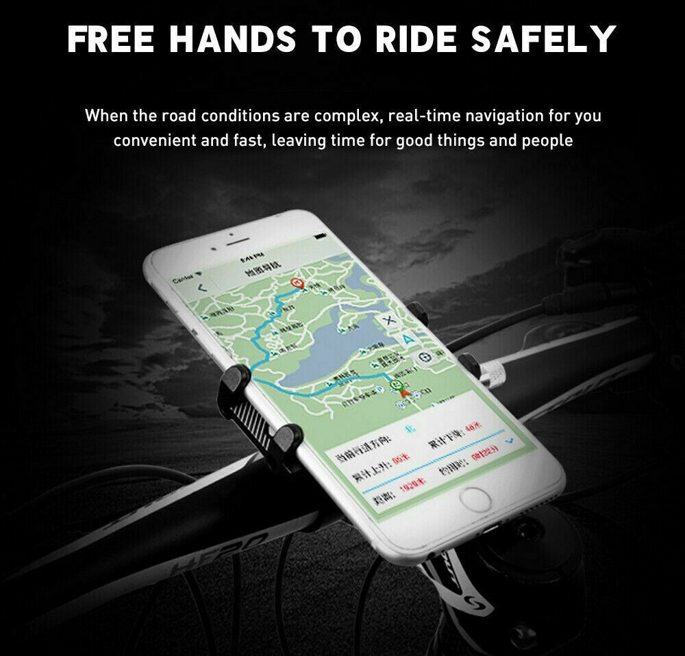 Bike Phone Holder Aluminum Motorcycle E-Bike Scooter Phone Mount Universal Blcak