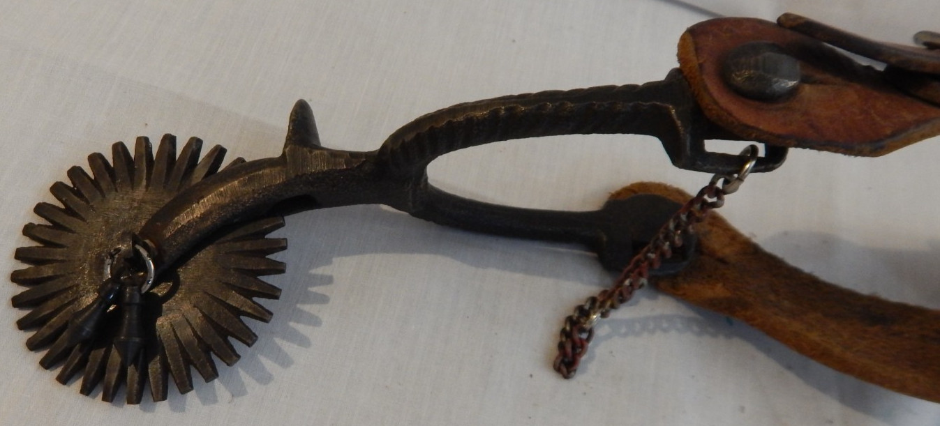 Vintage Cast Iron Large Rowel Western Cowboy Spurs - 108