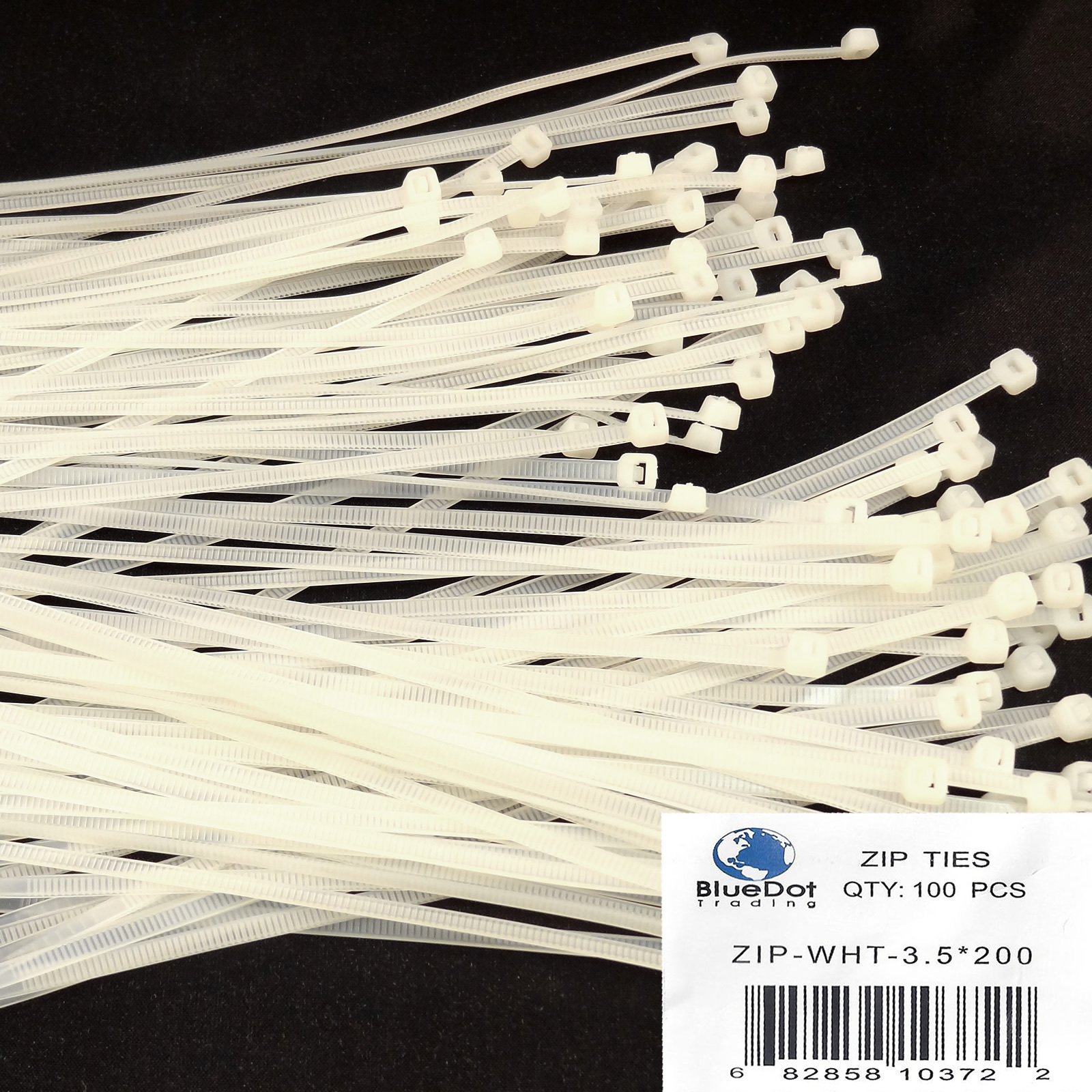 SHIPS FREE ~ 100 PACK 8 INCH NYLON ZIP CABLE TIES WIRE TIE WRAPS WHITE 40 LBS 8"