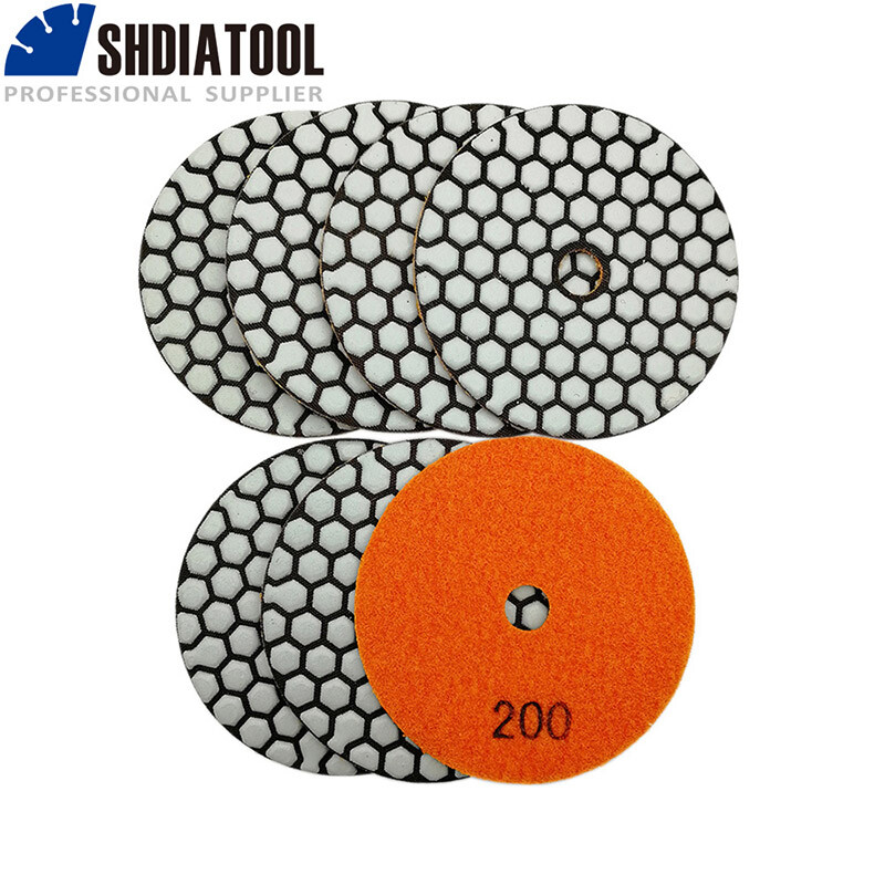 7pcs 4inch #200 B Dry Diamond Polishing Pad Sanding Disc for Stone Marble Tile