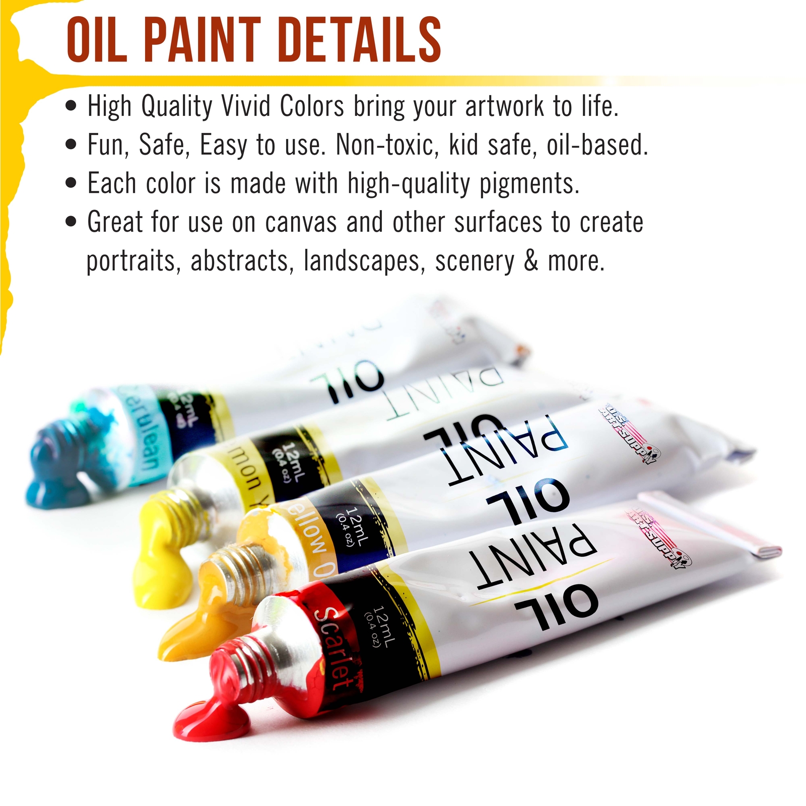 Professional 36 Color Art Oil Paint Set, Lg 18ml Tubes, Artist Student Paintings