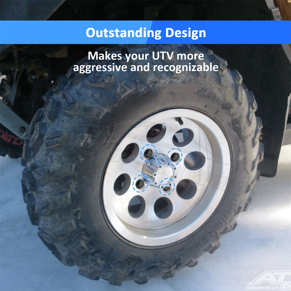 For Polaris Sportsman RZR Ranger Kawasaki ATV Black Acorn Lug Nuts 3/8"x24 W/Key