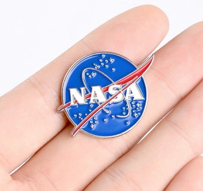 NASA Logo Lapel Pin Enamel Silver Tone