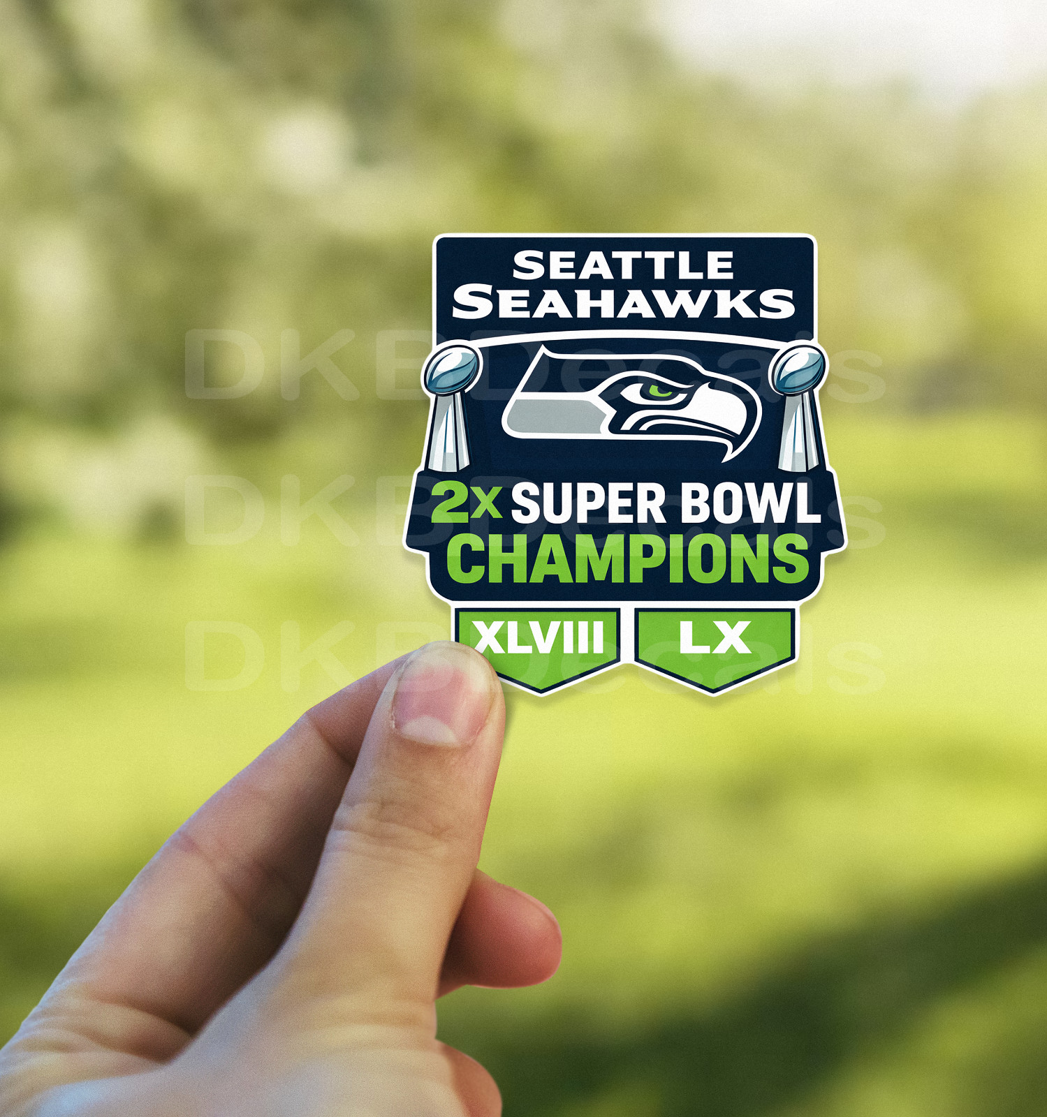 Seattle Seahawks -  2x Super Bowl LX Champions 3" x 3.25" Glossy Vinyl Sticker