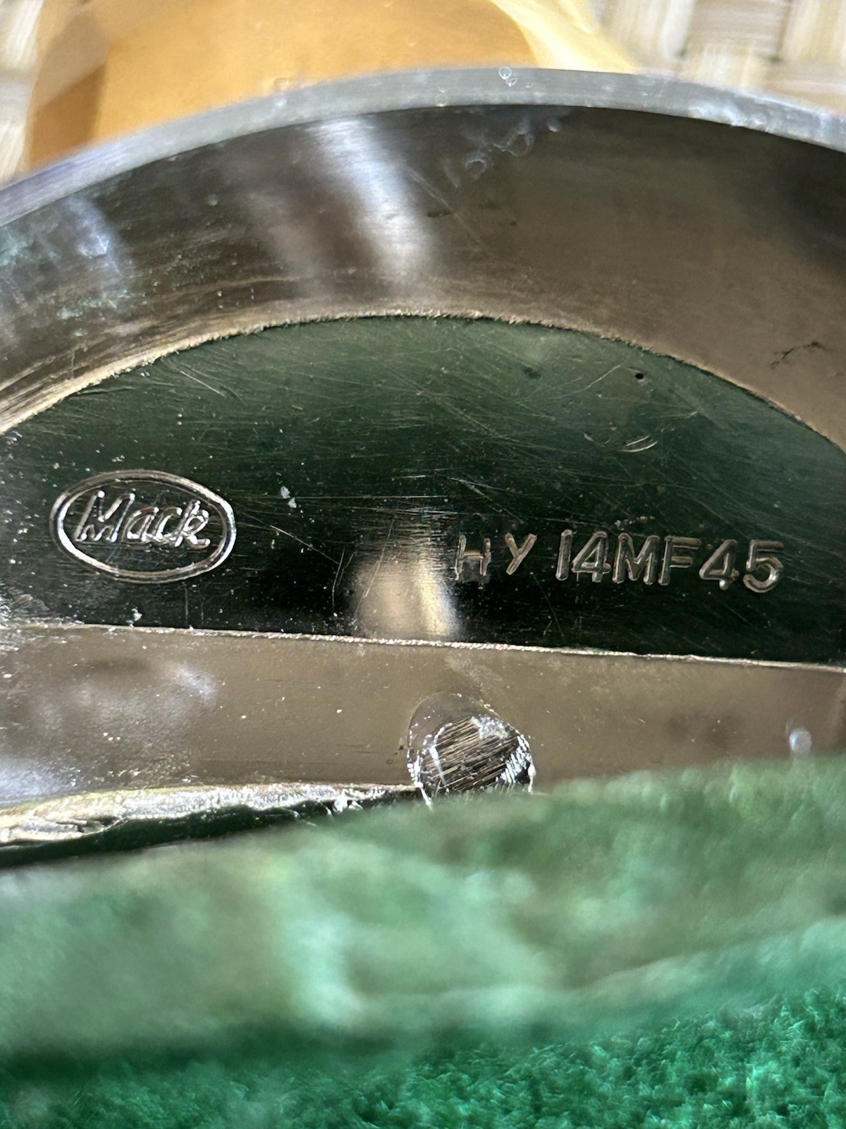 Vintage Mack Truck Bulldog Hood Ornament Gold Brass Chrome Base Old Emblem