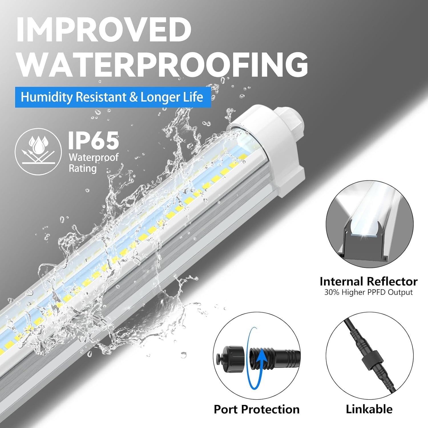 LED Grow Lights 2-20Pack T8 3-4FT 36、48W Indoor Linkable LED Plant Growing Lamps