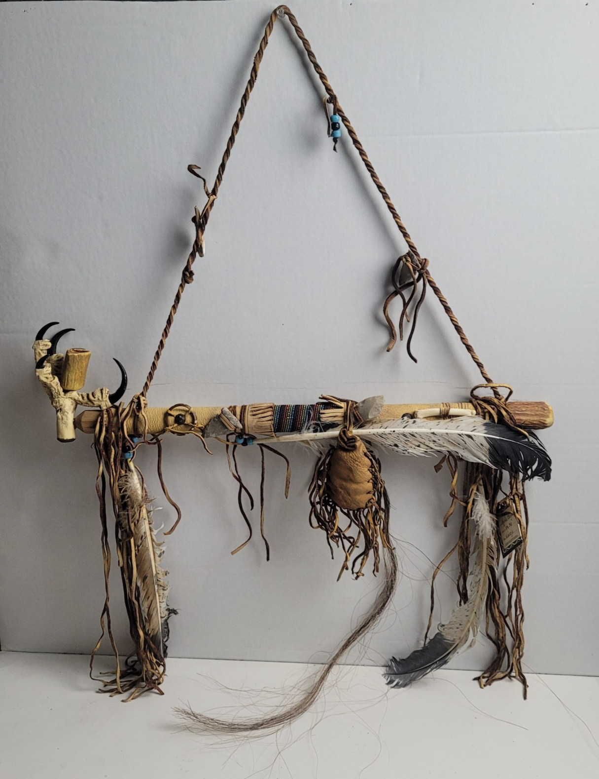 Vintage 20" Authentic Navajo Peace Pipe Made by Myrtie Begay