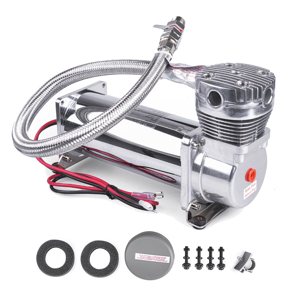 Air Suspension Compressor 3/8 NPT 200 PSI Heavy Duty Air Train Horn 12V