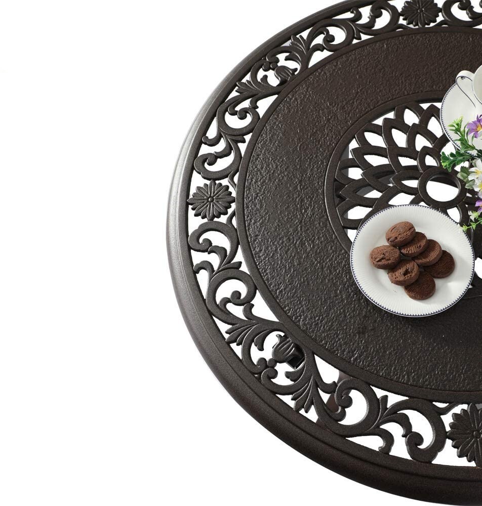 Patio Bar Table, 41" Height High Top Outdoor Table, Cast Aluminum Round Table