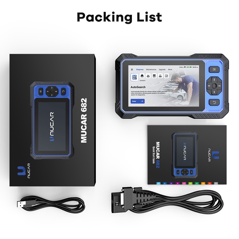MUCAR 682 OBD2 Scanner Automotive AI Diagnostic Tool Active Test 20+Resets FREE