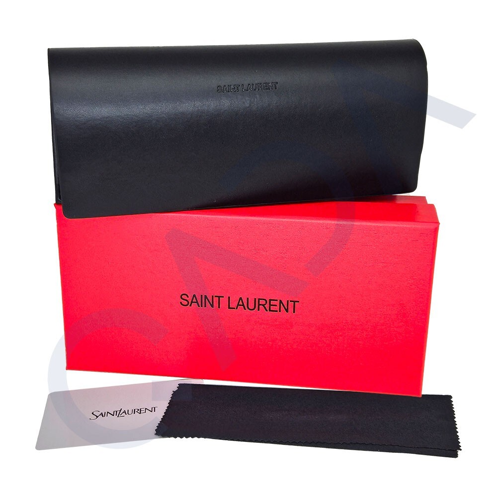 YSL Saint Laurent Semi Hard Leather Case for Eyeglasses Sunglasses w/ Cloth
