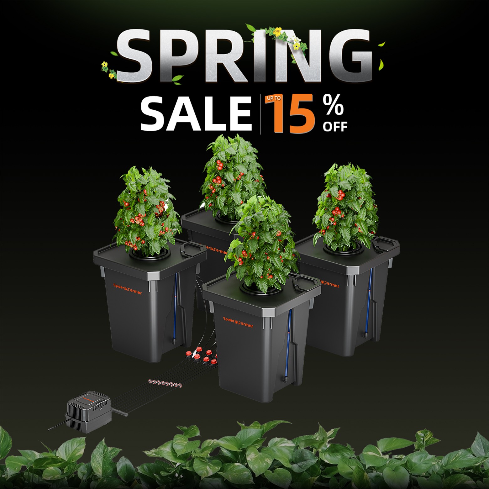 Spider Farmer 7 Gallon Hydroponics Deep Water Culture DWC System with 4 Buckets