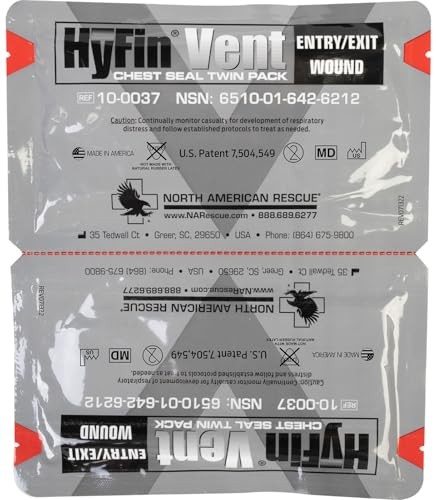 NAR HyFin Vent Chest Seal Twin Pack Trauma Wound Chest Seals Vented
