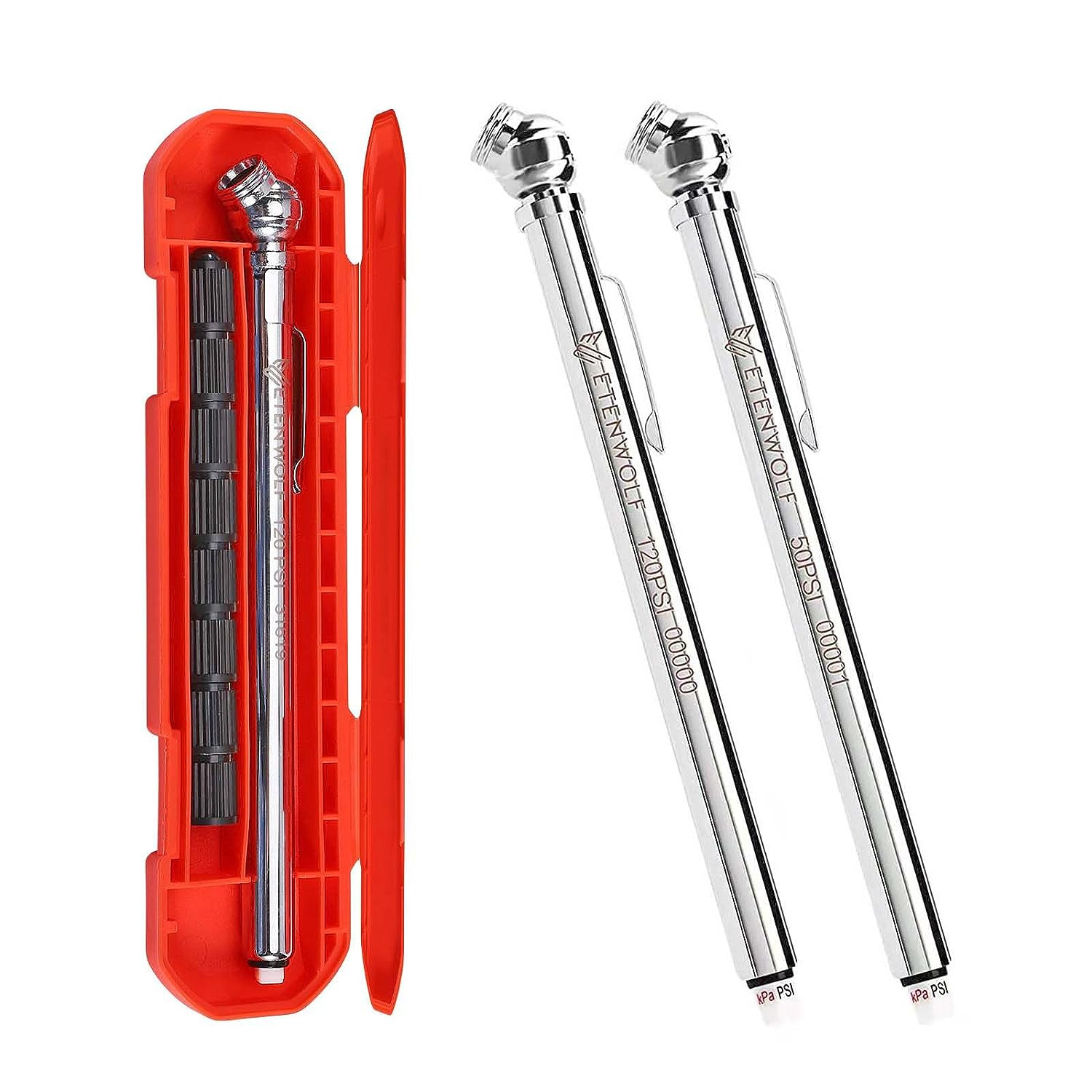 Tire Pressure Gauge 2 Pack Pencil Style 10-50 20-120 PSI Air Checker Tool Car