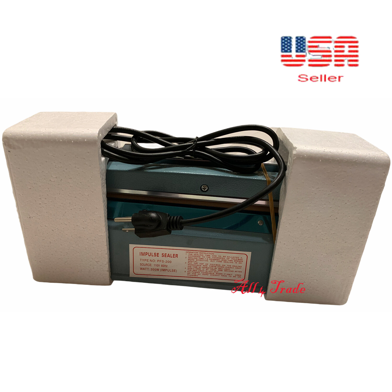 16 inch Impulse Seal Machine Wrap with Cutter, Heat Poly Bag Hand Sealer 16"