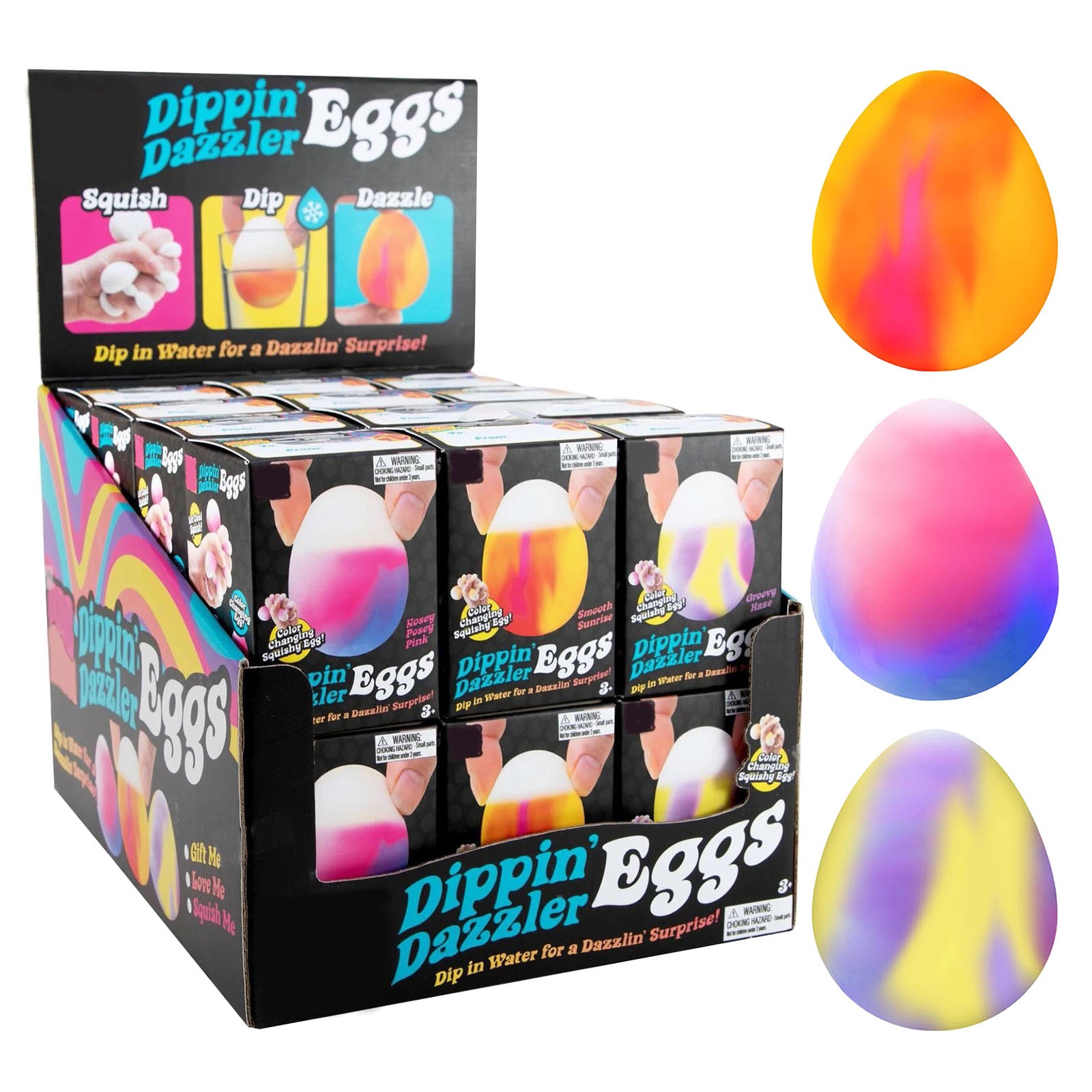 2026 SET OF 3 NeeDoh Dippin’ Dazzler Eggs Nee Doh Color Changing Egg NEW-