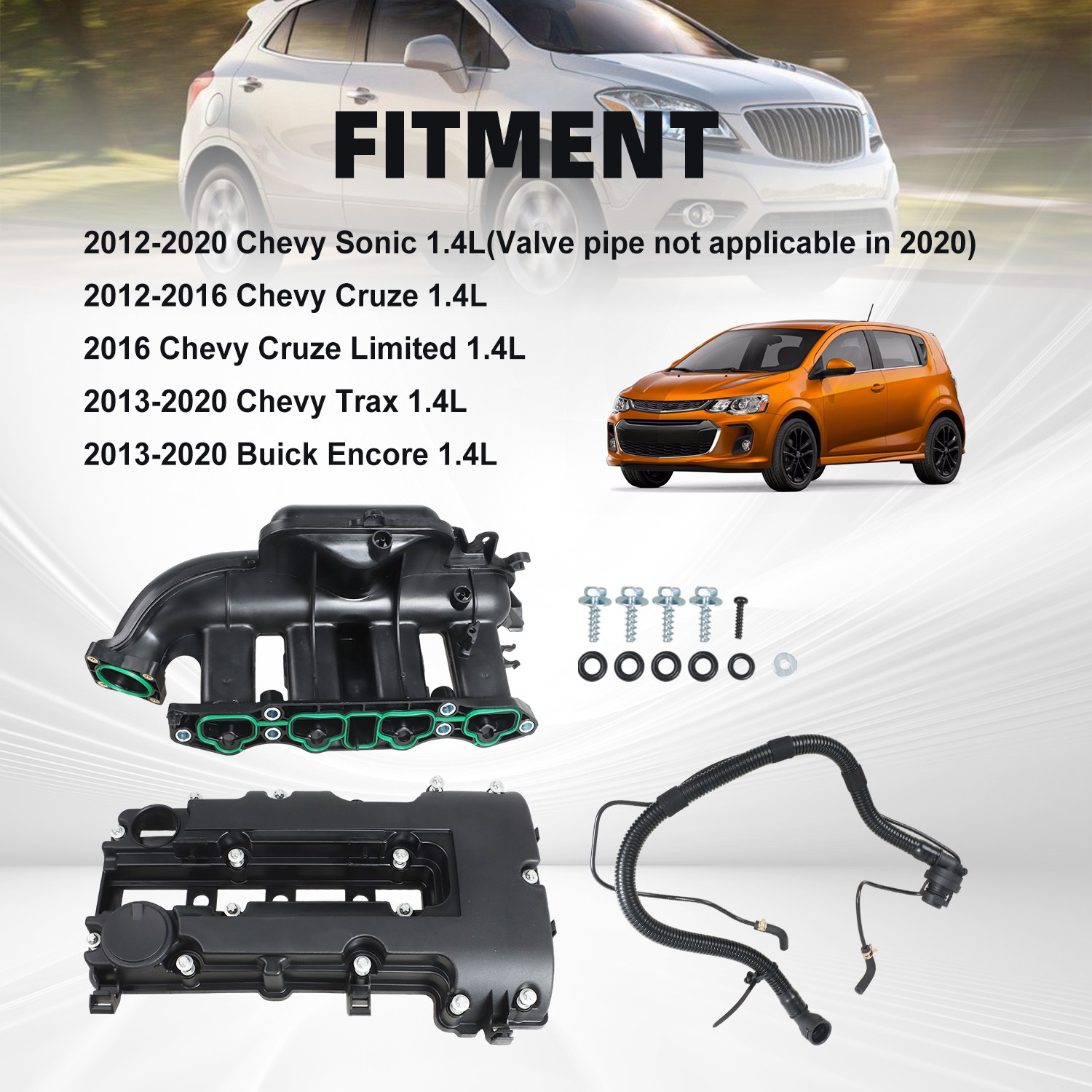 Intake Manifold & Valve Cover Kit For 12-21 Chevy Cruze Sonic Buick 1.4L 615-380