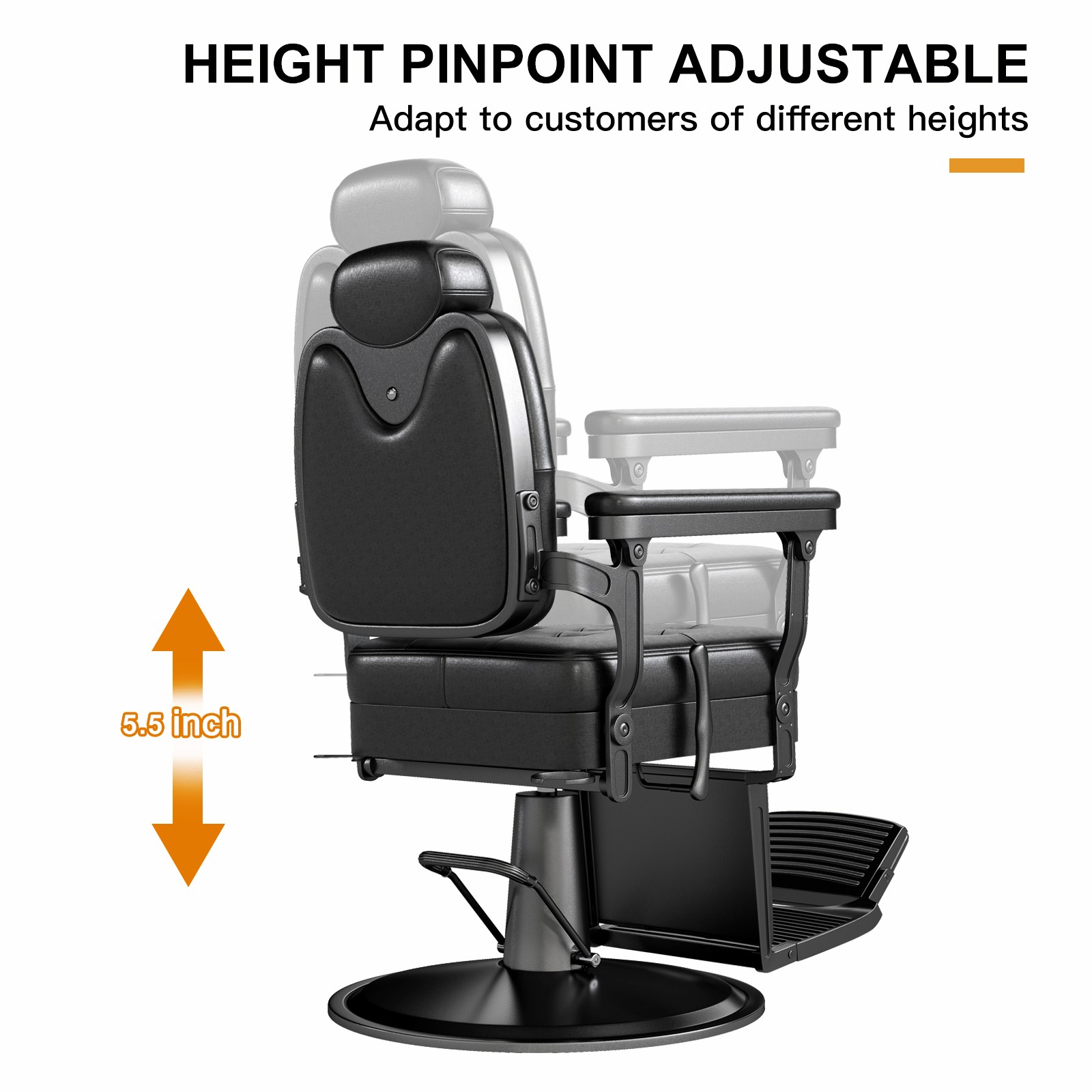 Black Recline All Purpose Vintage Barber Chair Hydraulic Heavy Duty Salon Beauty