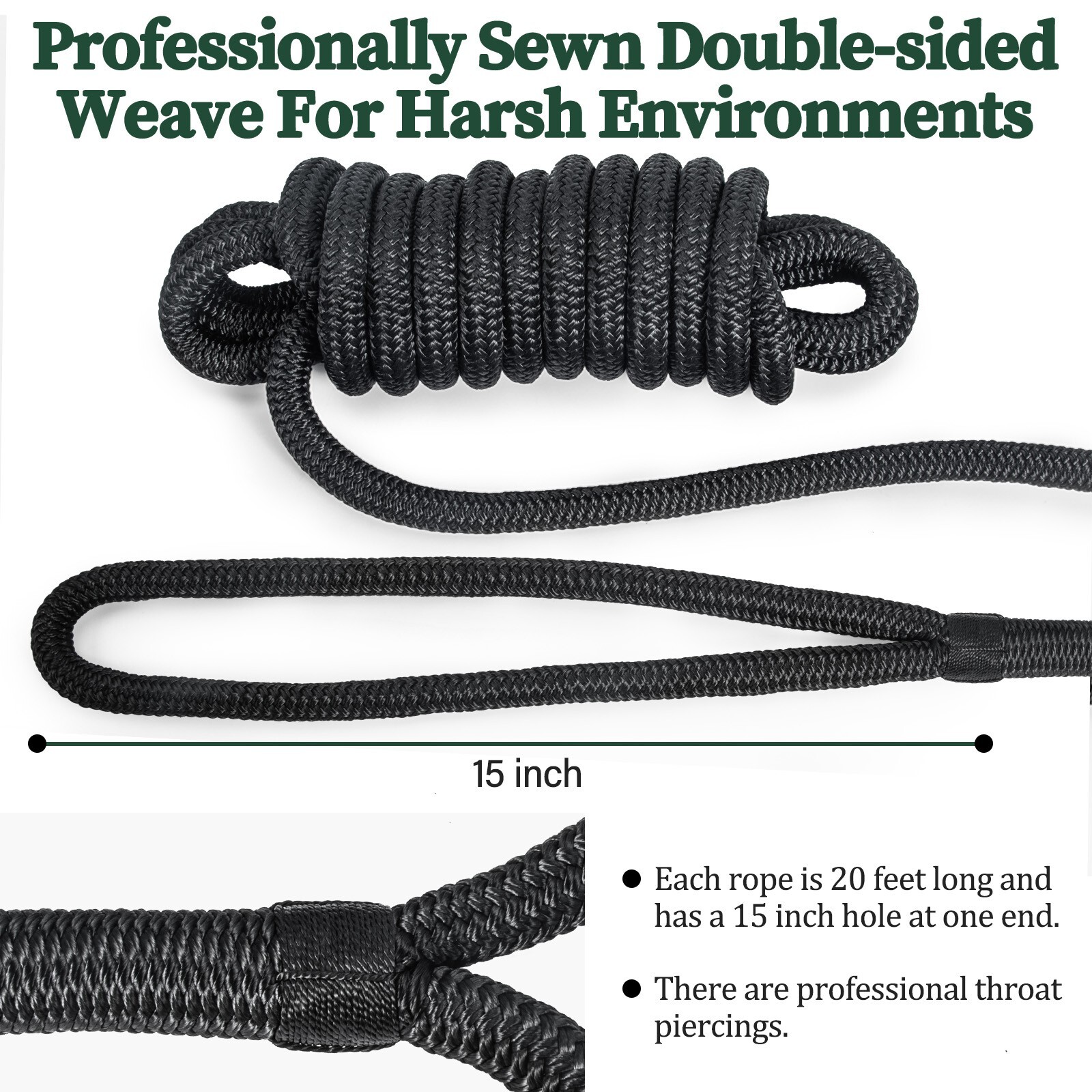 4 Pack 5/8 x 20 Dock Lines Nylon Rope for Boats Double Braided Boat Accessories