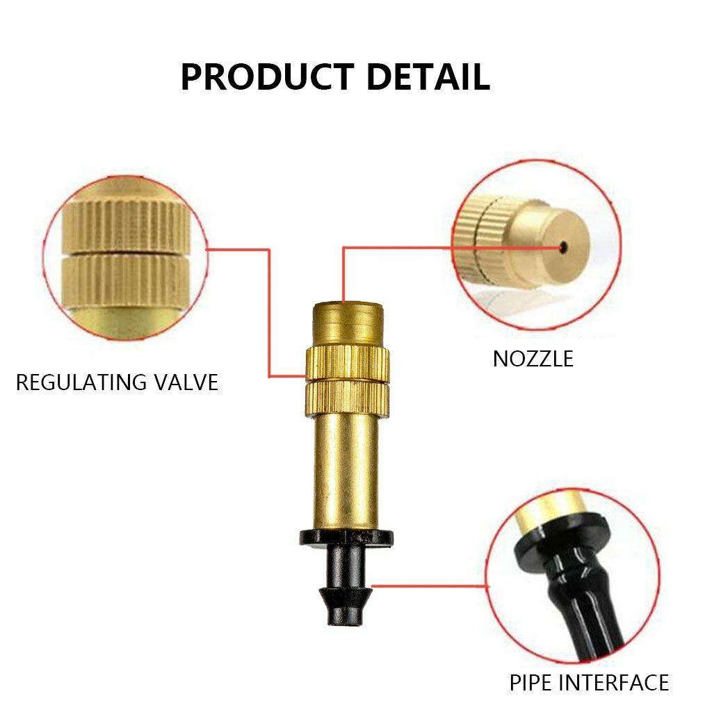 30X Adjustable Copper Spray Nozzle Garden Patio Water Mister Air Misting Cooling