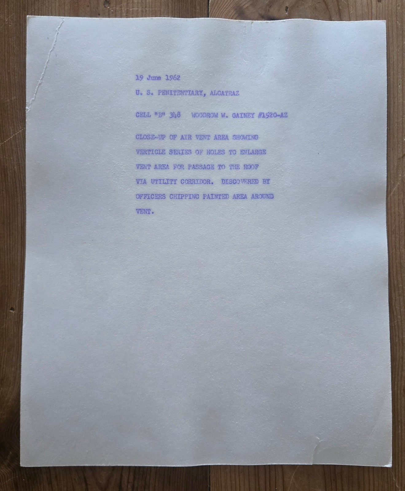 4 Original 1962 Escape from Alcatraz Photos - Prison Cell, Vent, Life Vest