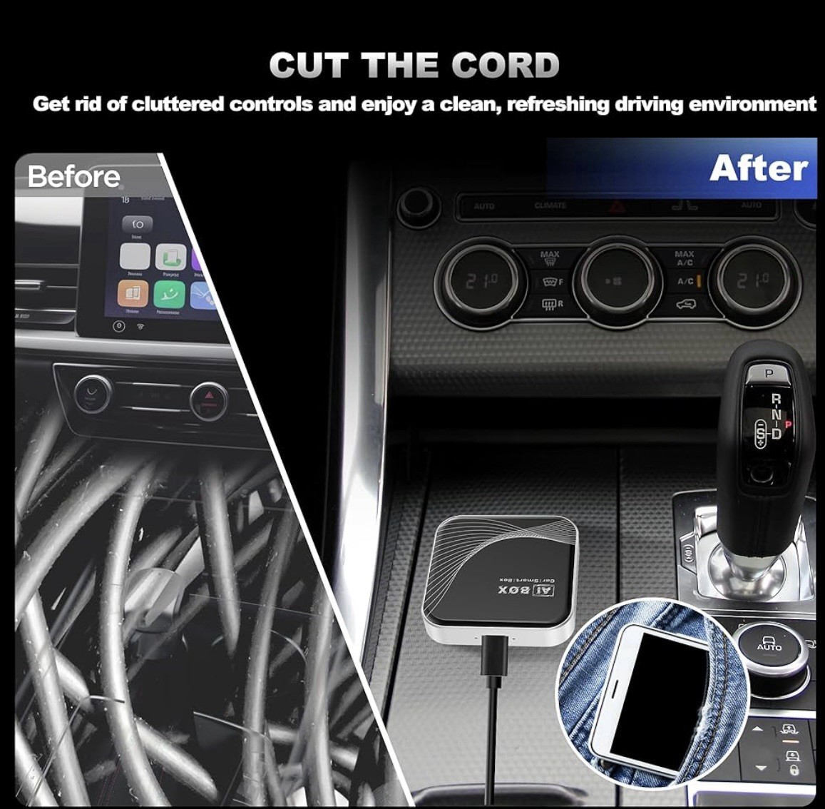 3-in-1 Wireless CarPlay Adapter & Android Auto Wireless Adapter, Plug & Play