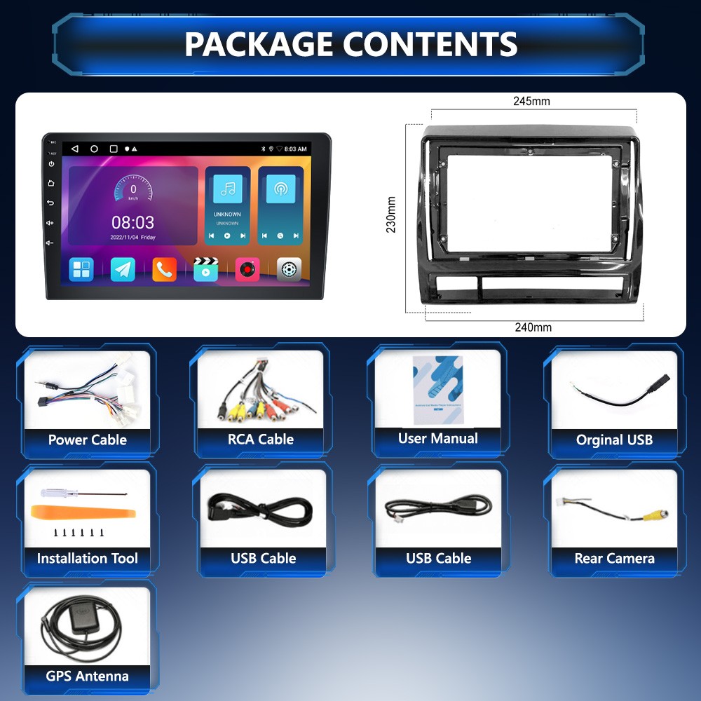 Android 15.0 Car Radio Stereo GPS WIFI Apple Carplay For Toyota Tacoma 2005-2013