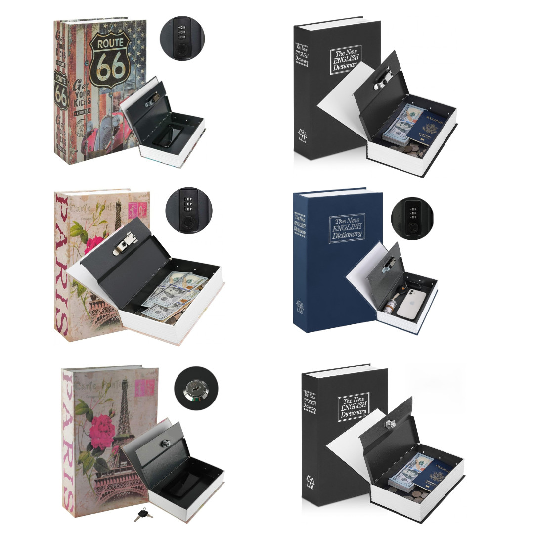 Safe Lock Box Book Metal Fire Proof Secret Money Hidden Gun Cash Combination New