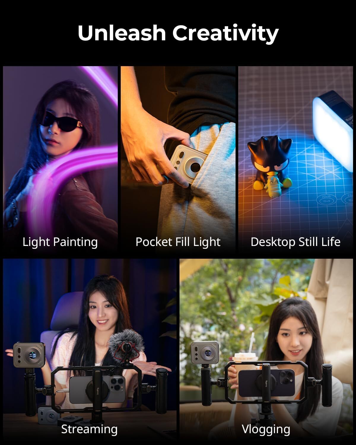 SmallRig Vibe P108 Pro RGB Video Light,Portable Led Camera Light for Photography