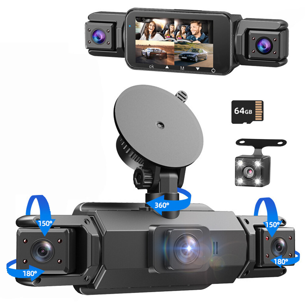 4K HD 4-Channel Dash Cam 1080P Front Rear G-sensor Video Recorder Car DVR Camera
