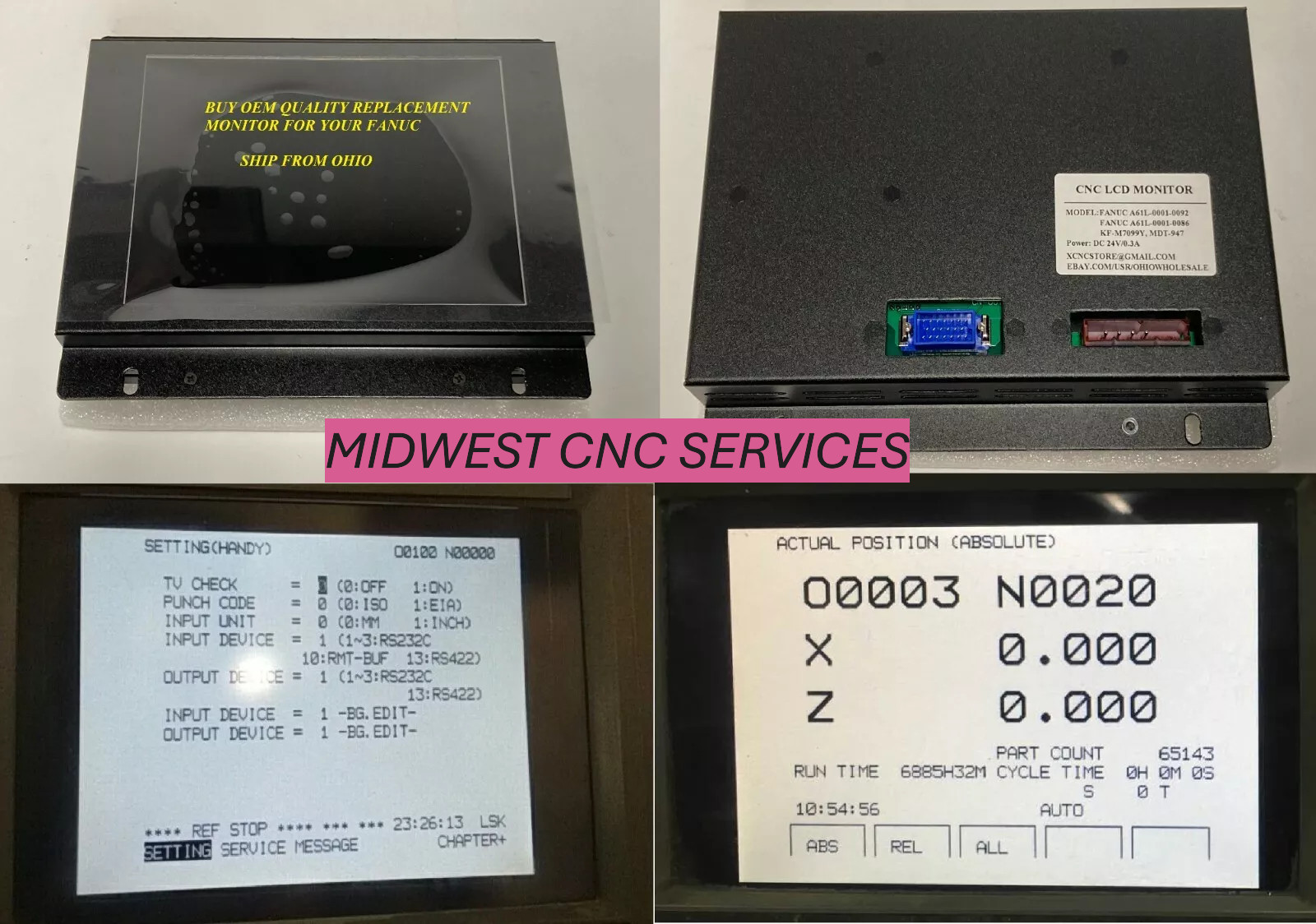 DIRECT REPLACEMENT LCD FOR FANUC MONITOR A61L-0001-0092 AND A61L-0001-0086
