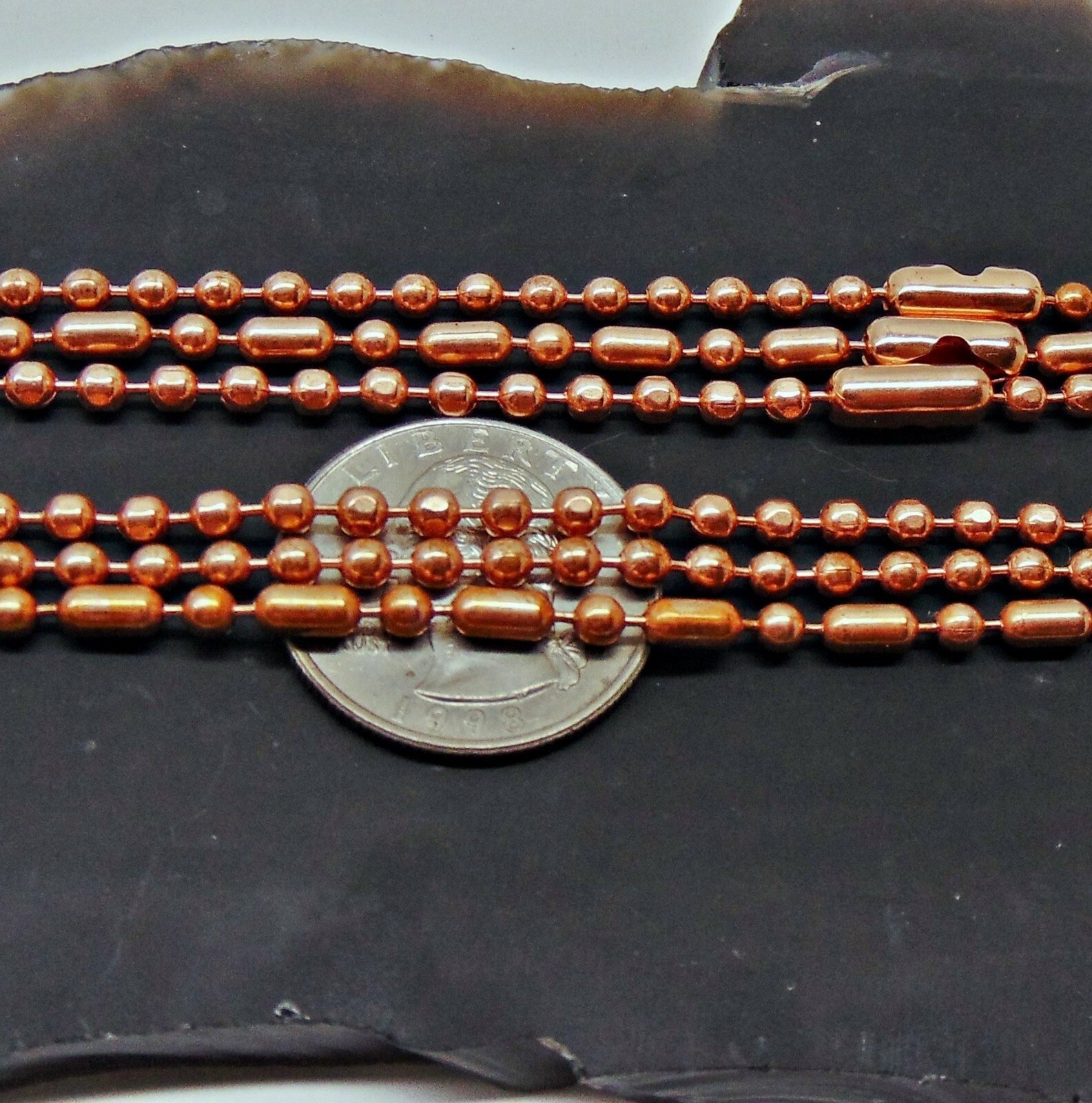 3 Solid COPPER Ball CHAIN 24" Necklaces~3 Styles Chain: Round, Faceted, Ball-Bar