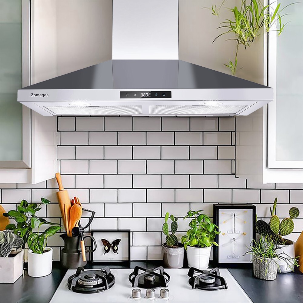 Wall Mount Range Hood 30inch Stainless Steel Vent 450CFM Touch Panel w/LED NEW