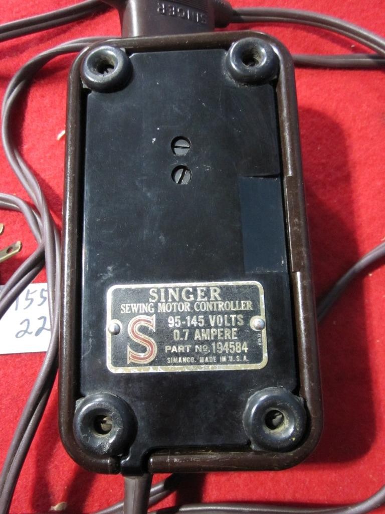 1955 Singer Featherweight 221 Sewing Machine Foot Controller & CORDS 194584
