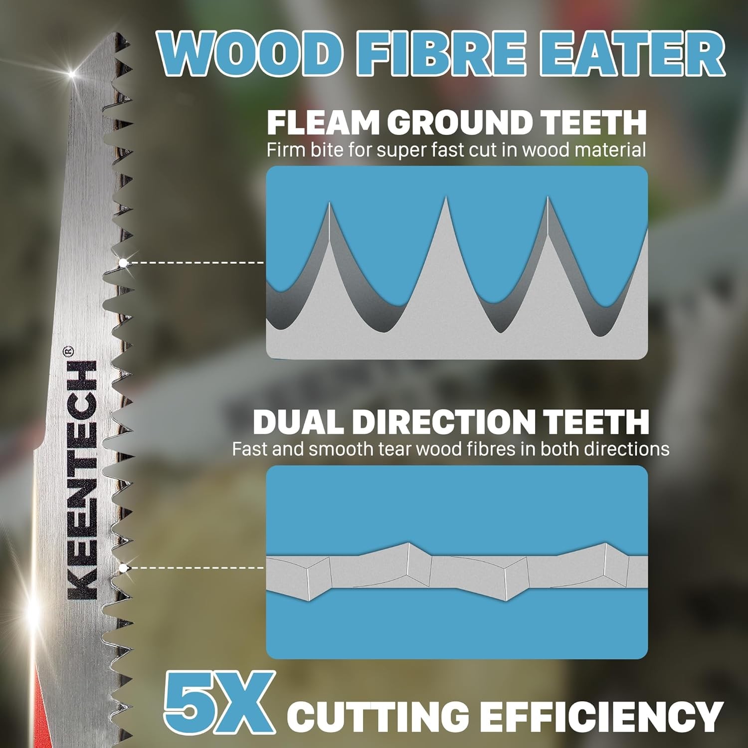 KEENTECH 12" Reciprocating Saw Blades, 5-Pack Wood & Tree Pruning, 5 TPI