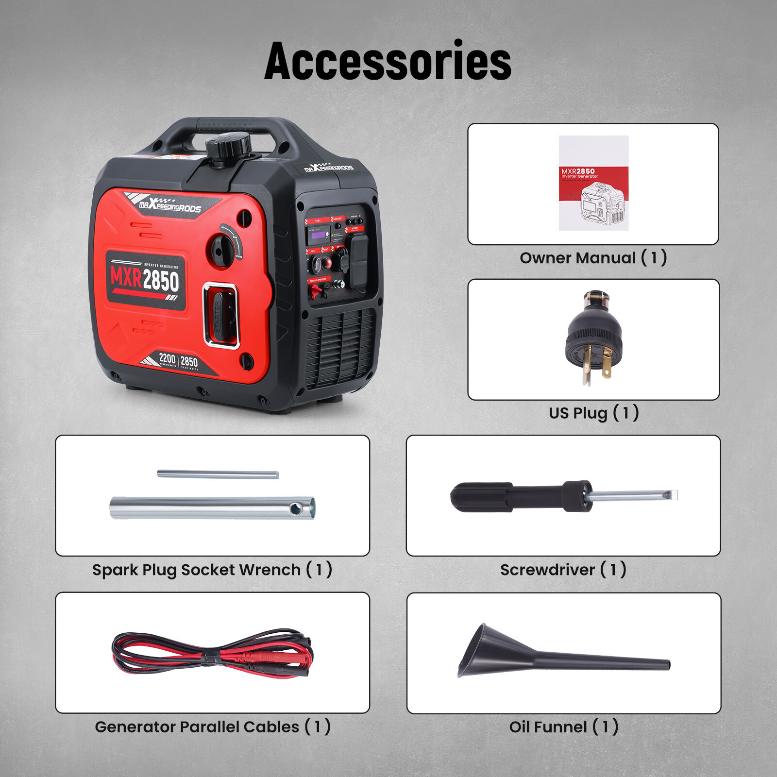 Portable Gas-Powered Inverter Generator 2850W 120V Super Quiet For Camping