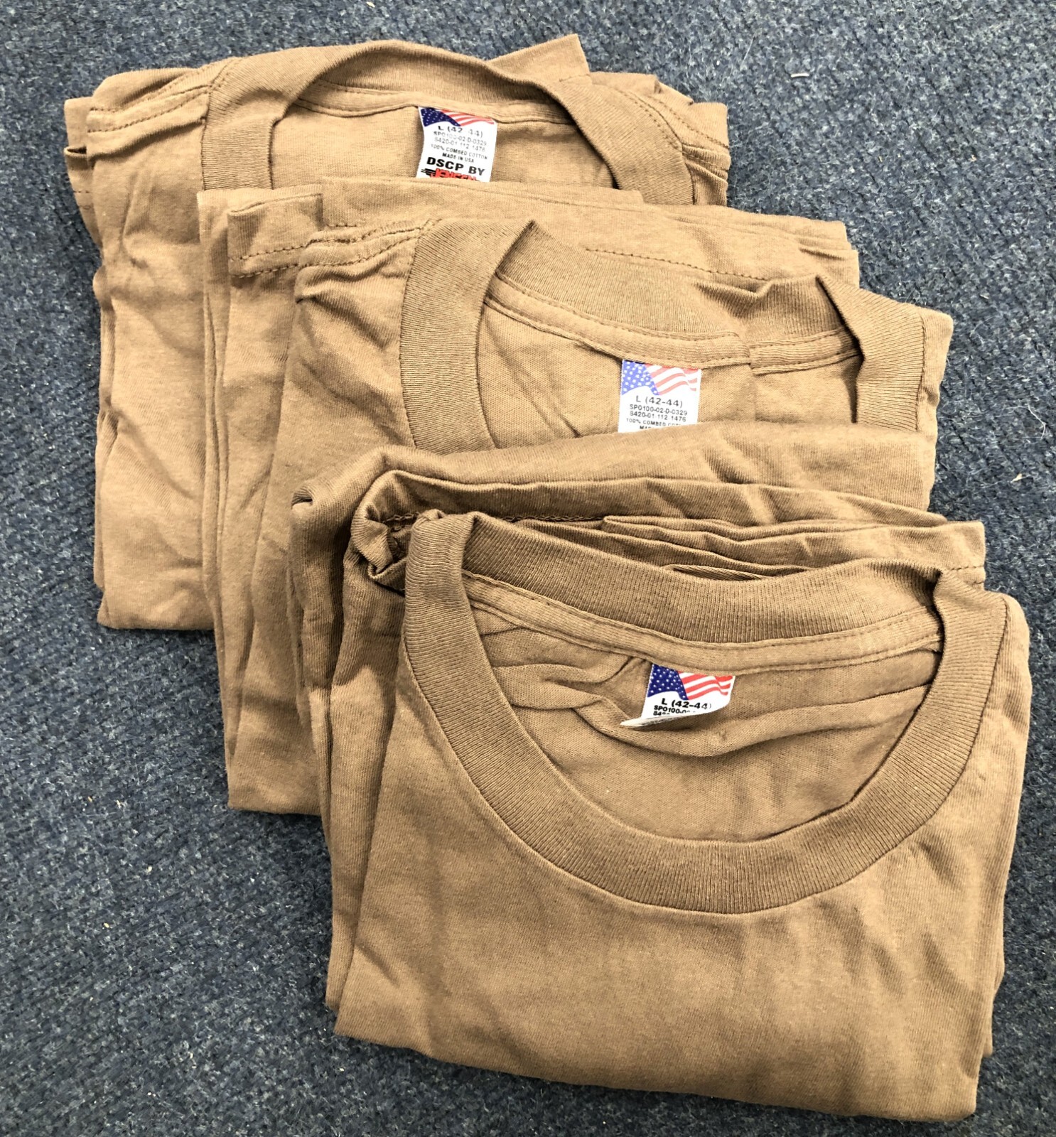 3 USGI Vintage Brown Shirts Sz L 8420-01-112-1476 Undershirt OIF / OEF DCU