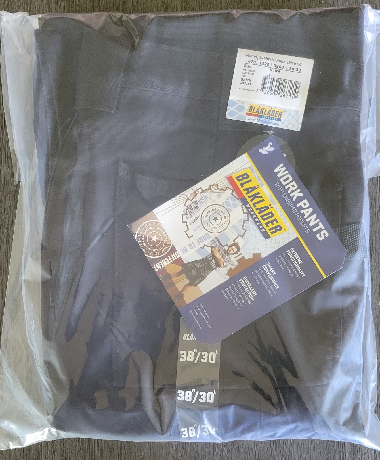 Blaklader work pants 1670 1320, Black- Size 38x30