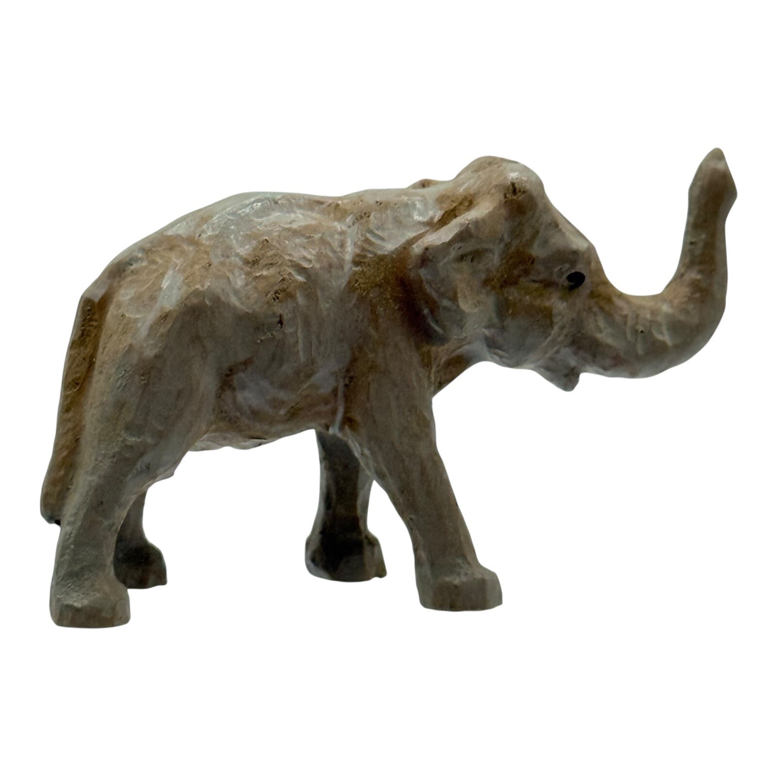 Elephant Wooden Figurine Decor Trunk Up Good Luck Home Decor Shelf Vintage