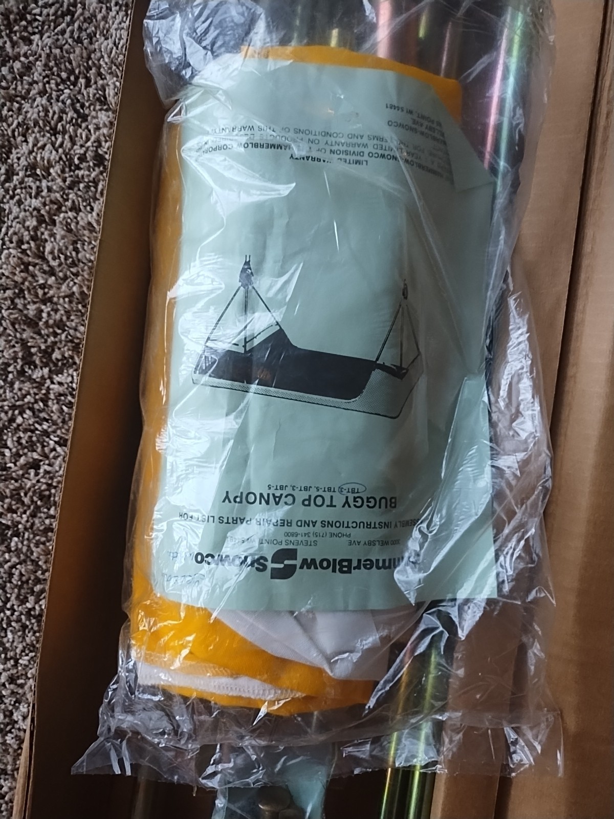 BUGGY TOP Umbrella TRACTOR 3 Bow Frame Yellow White Canopy Minneapolis Moline 40