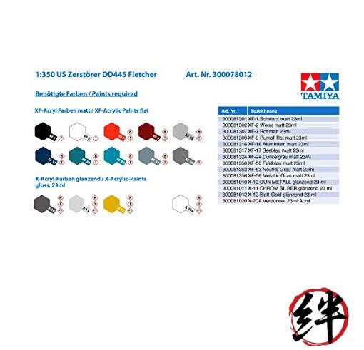 Tamiya 1/350 No. 12 U.S. Navy Destroyer DD445 Fletcher Plastic Model 78012