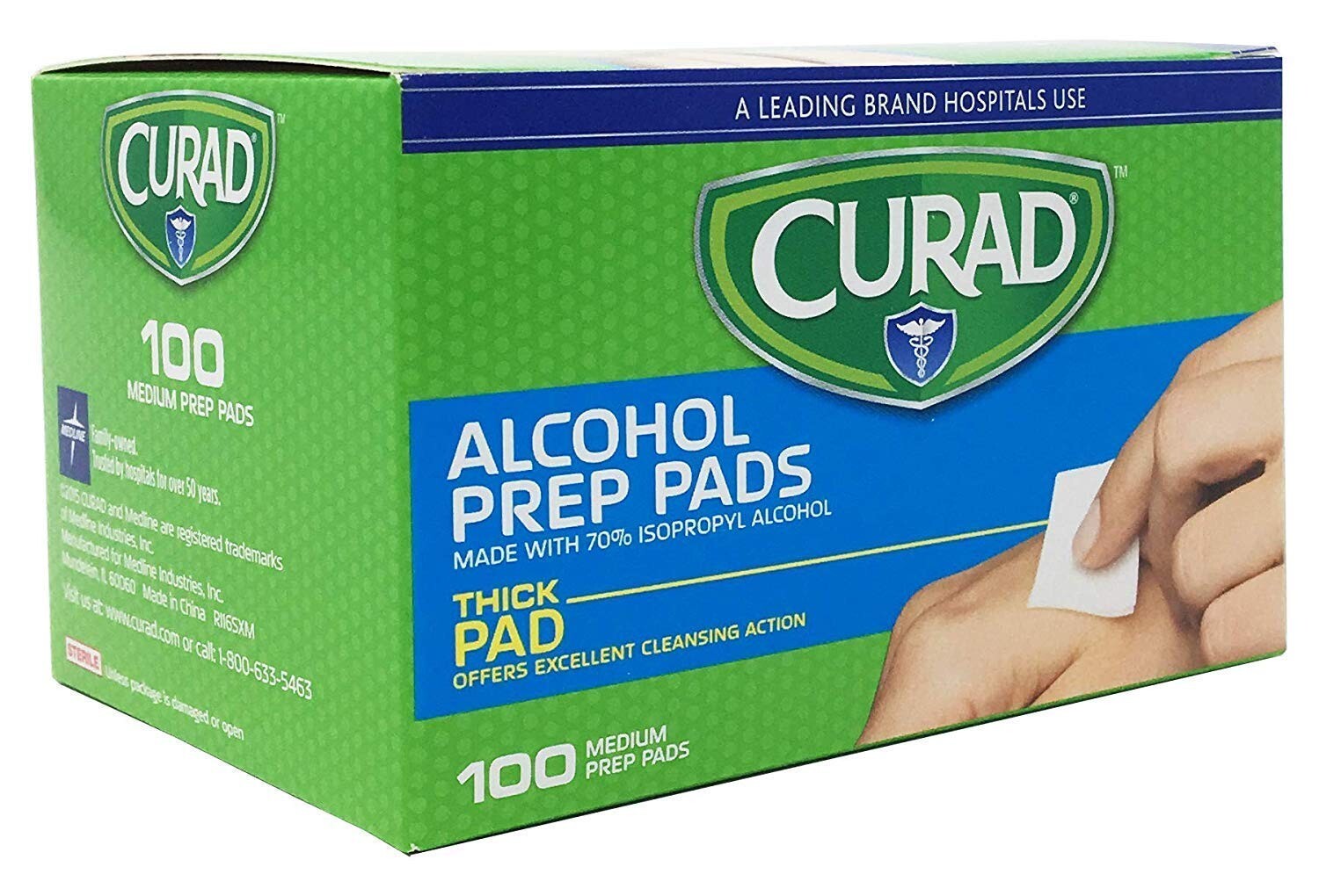 CURAD Alcohol Prep Pads, Medium Isopropyl Alcohol Wipes Individually Wrapped,New