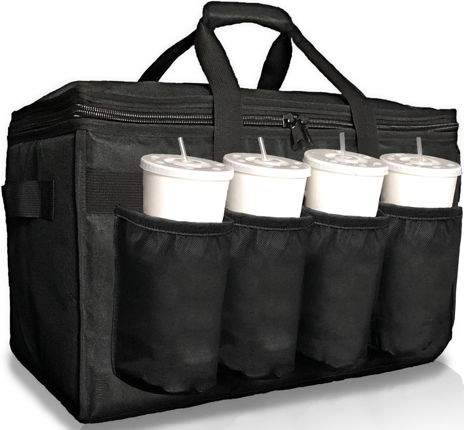 Insulated Delivery Bag with Cup Holders/Drink Carriers Premium, for Doordash