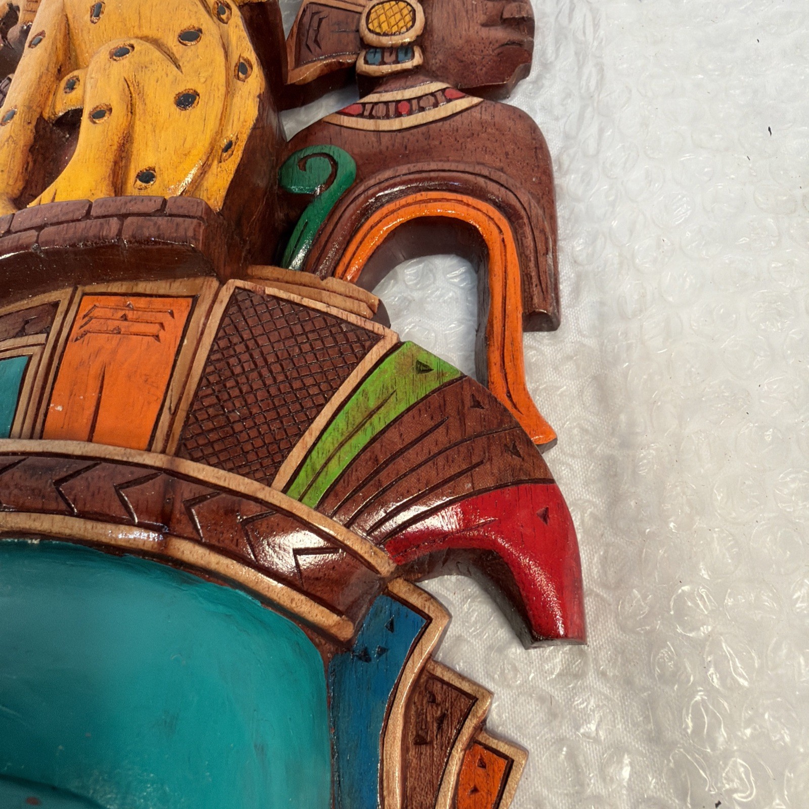 Hand-Carved Wooden Mayan Mask From Mexico