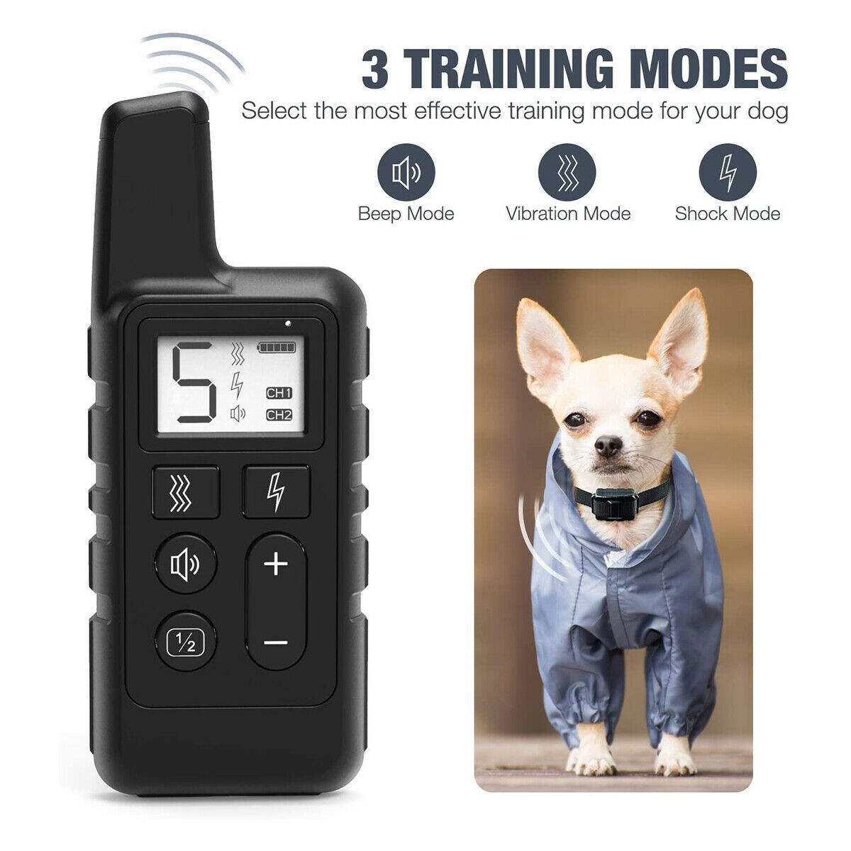 2700 FT Remote Dog Shock Training Collar Rechargeable Waterproof LCD Pet Trainer