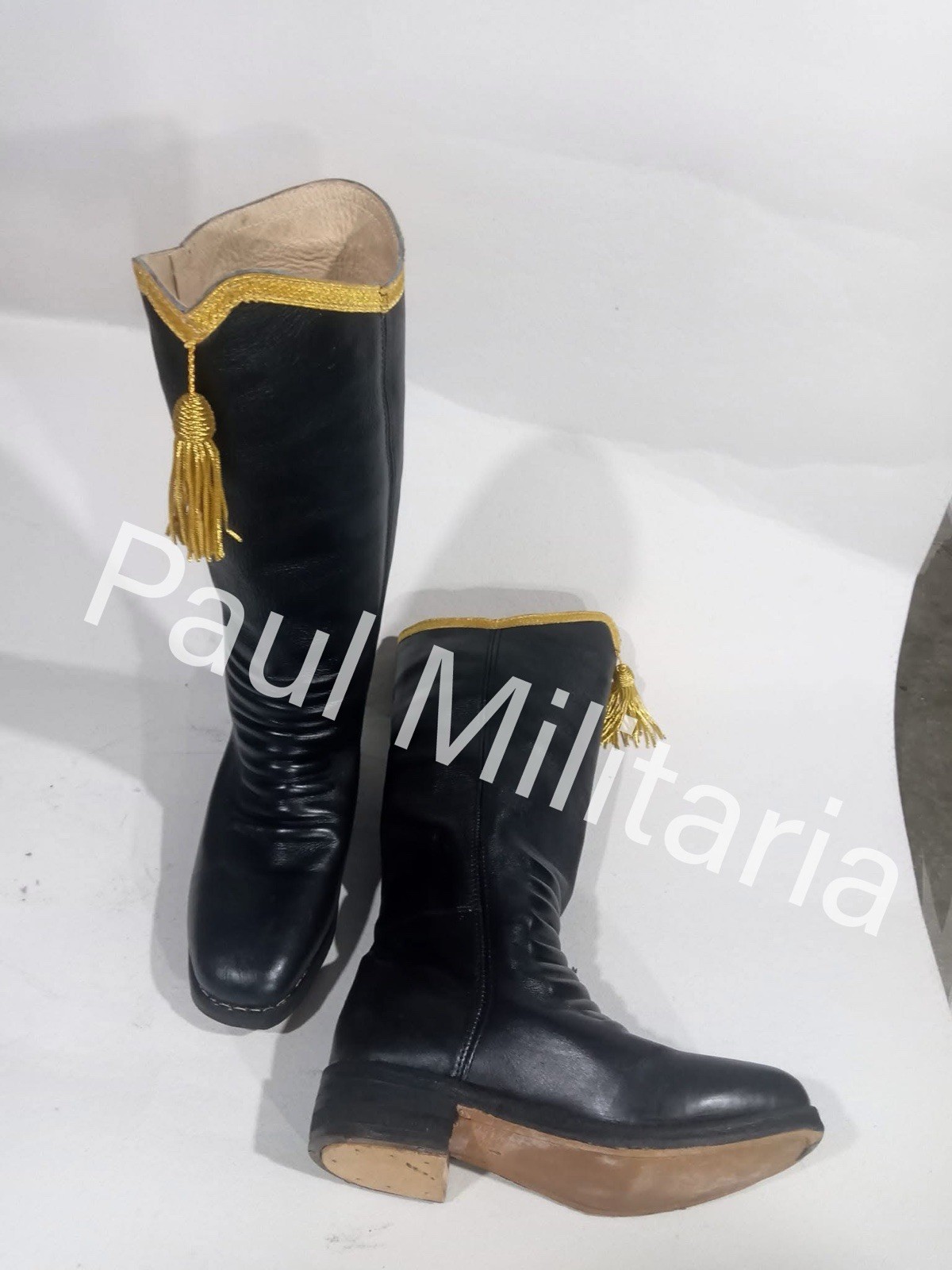 French Hussars officer Boots with gold braid Leather sole