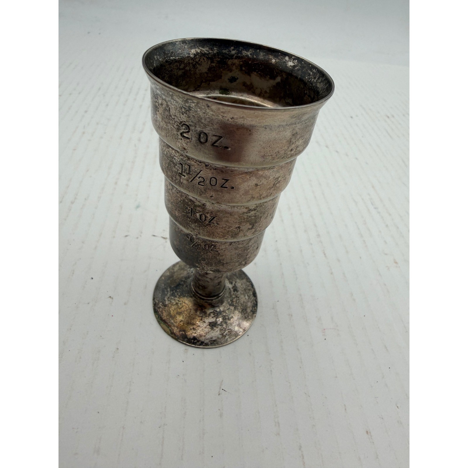 Vintage Silver Jigger Bar Tool Shot Glass Measure 2oz G3