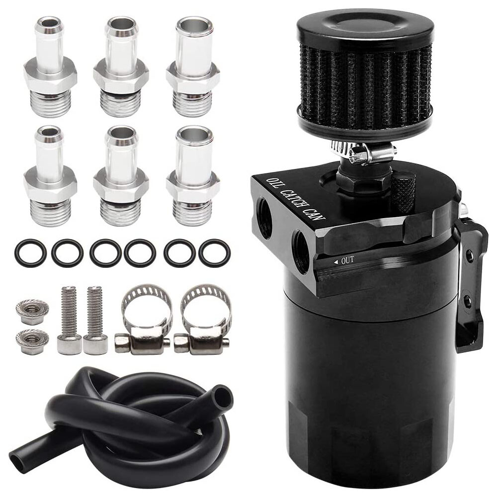 Universal Aluminum Oil Catch Can Kit Reservoir Baffled Tank with Breather Filter