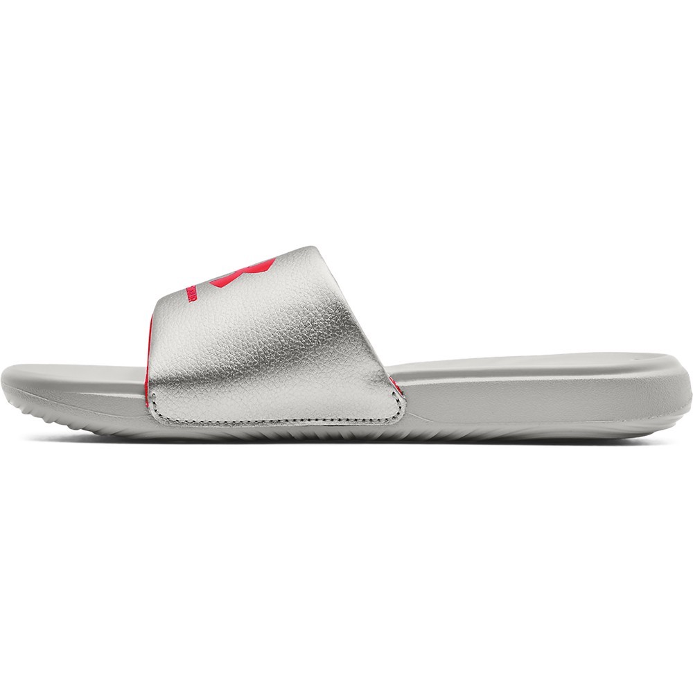 Under Armour 3023772 Women's UA Ansa Fix Slides, Metallic Tin, Size 8